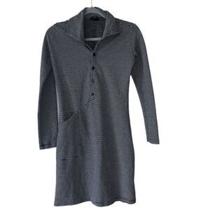 Nau Black & White Stripe Dress Size X-Small Long Sleeve Winter Outdoor Dress